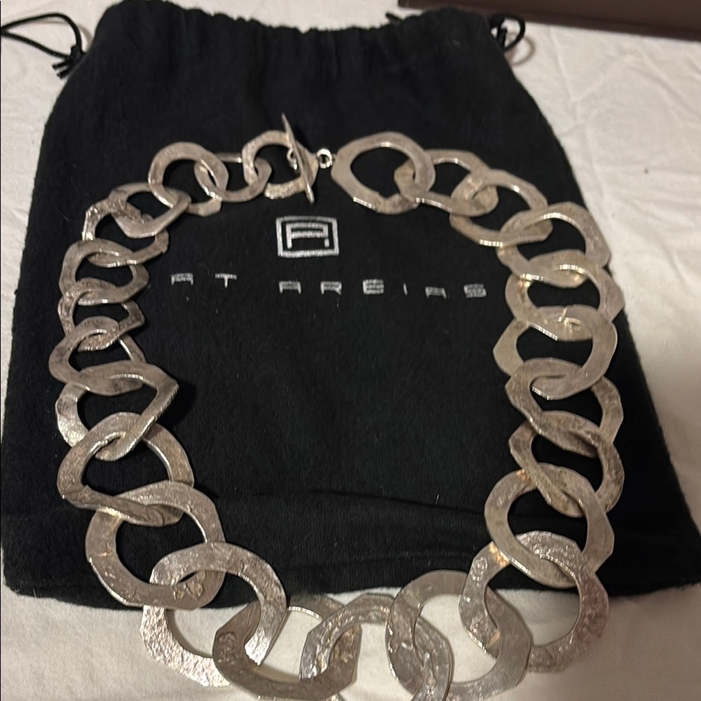 Pat Areias Silver Chunky Chain Necklace Bold Statement Accessory vintage